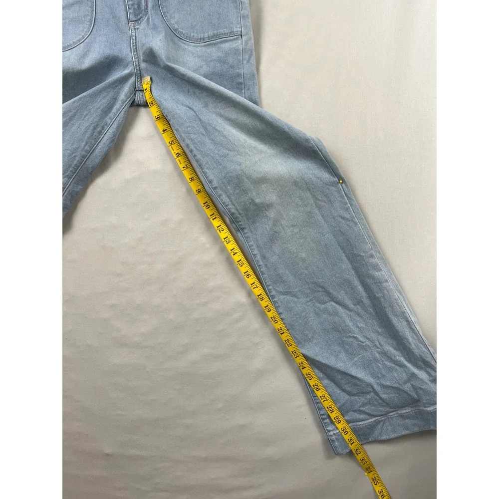 Lauren Conrad Flare Jeans Women 10 Light Blue Hand Painted Artistic High Rise